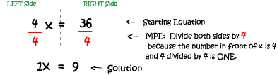 Solving by dividing by a constant term to both sides.